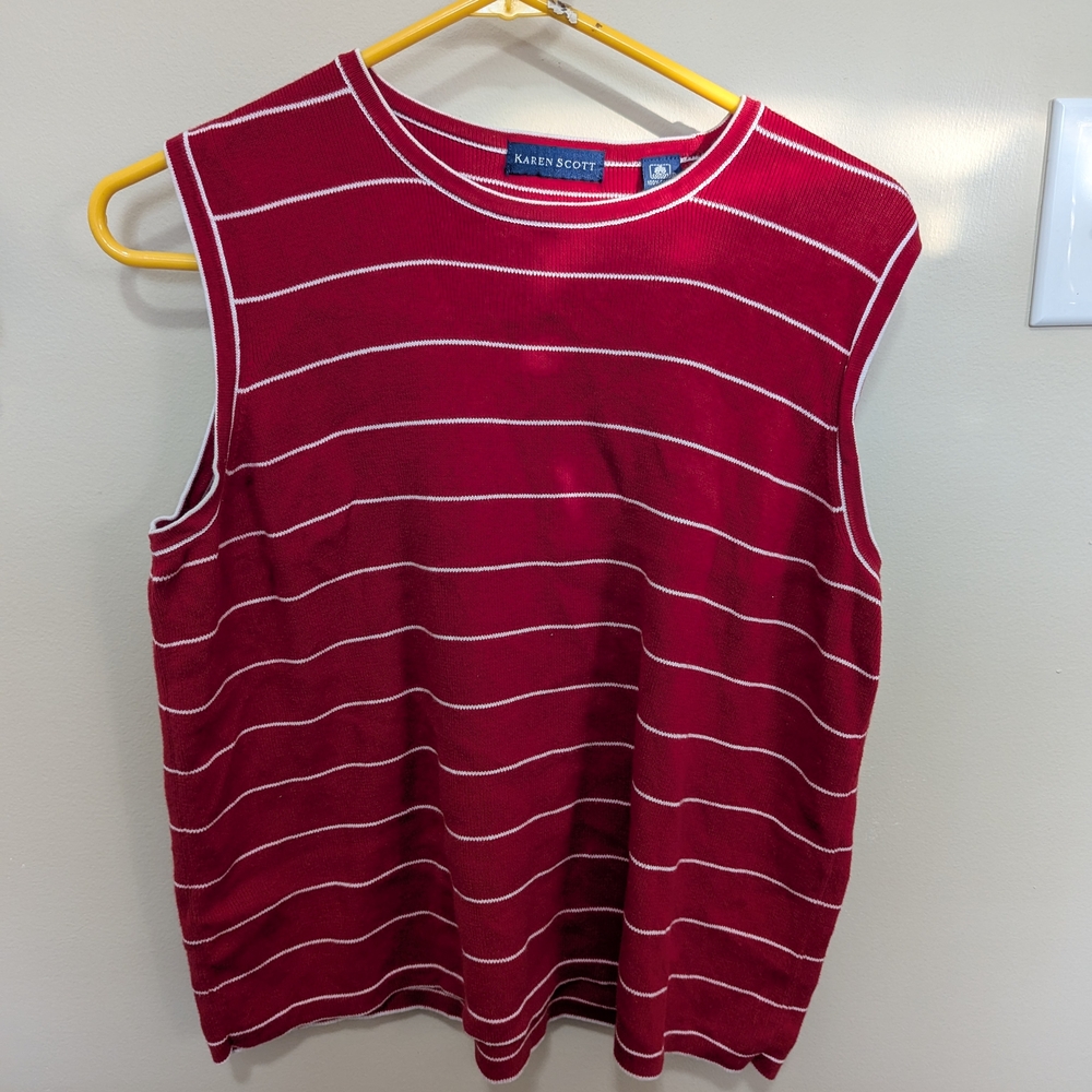 Karen Scott Red Sleeveless Boxy Tank Top